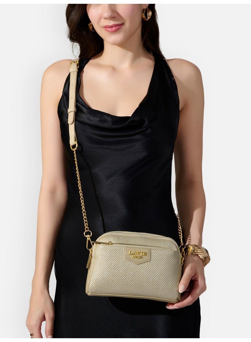 Lavie Luxe Women's Glam Hemily 3 Compartment (Beige) - Image 2